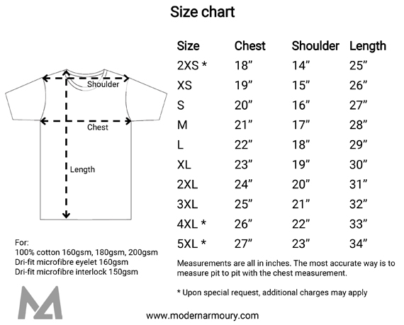 cotton on t shirt size chart
